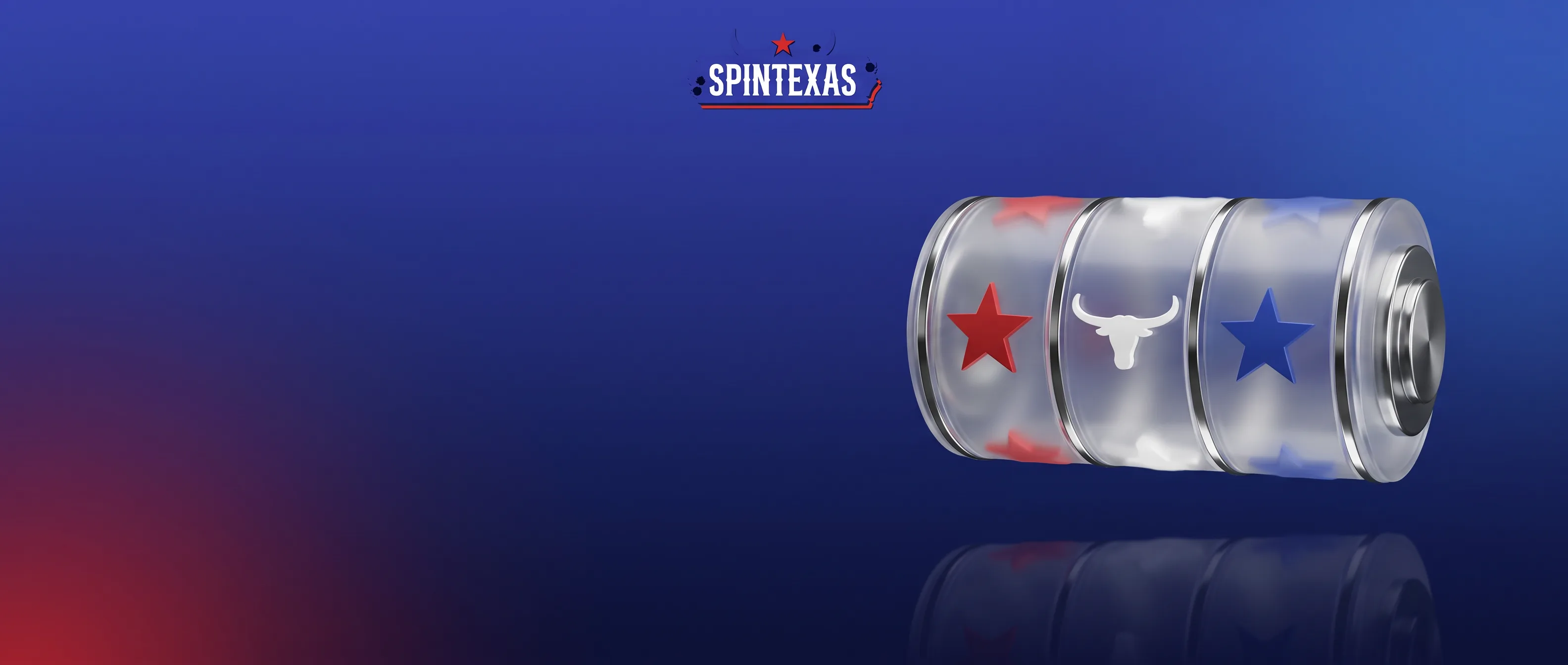 Glass casino reels with a red star, a silver bull and a blue star